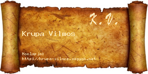 Krupa Vilmos névjegykártya